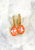 Orange Dangle Earrings, Ultra Orange Crystal Earrings, Orange Huggies Earrings, Crystal Orange Earrings, Gift for her,Burnet Orange Earrings