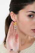 Bridal Drop Crystal Earrings, Bridal Flower Crystal Earrings, Emerald Cut Crystal Drop Earrings, Bridal Drop Earrings, Bridesmaids Earrings