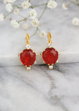 Red Crystal Drop Earrings, Bridal Red Ruby Crystal Earrings, Red Crystal Drop Earrings, , Scarlet Red Crystal Earringa, Bridesmaids Earrings
