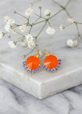 Orange Earrings, Orange Drop Earrings, Blue Orange Earrings, Coral Blue Earrings, Tangerine Orange Drop Earrings, Bridesmaids Earrings