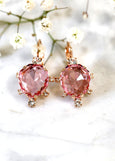 Pink Crystal Drop Earrings, Bridal Rose Crystal Earrings, Light Pink Drop Earrings, Bridal Light Pink Earrings, Pink Crystal Droplets