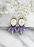 Skull Earrings, Sugar Skull Earrings, Skull Purple Stud Earrings, Rock N Roll Bride Earrings, Gift For Her, Gothic Bride, Purple Earrings