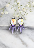 Skull Earrings, Sugar Skull Earrings, Skull Purple Stud Earrings, Rock N Roll Bride Earrings, Gift For Her, Gothic Bride, Purple Earrings