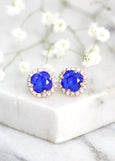 Royal Blue Stud Earrings, Blue Crystal Stud Earrings, Blue Sapphire Classic Earrings, Brideiamds Earrings, Royal Blue Jewelry, Gift For Her