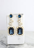 Blue Navy Chandelier Earrings, Bridal Blue Statement Drop Earrings, Oversize Blue Navy Chandeliers Earrings, Dark Blue Crystal Earrings