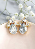 Dusty Blue Earrings, Bridal Dusty Blue Crystal Stud Earrings, Dusty Blue Classic Earrings, Brideiamds Blue Stud Earrings, Something Blue