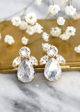 Dusty Blue Earrings, Bridal Dusty Blue Crystal Stud Earrings, Dusty Blue Classic Earrings, Brideiamds Blue Stud Earrings, Something Blue