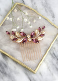 Bridal Hair Comb, Purple Bridal Hair Comb, Purple Violet Hair comb, Hair Accessories, Gold Purple Hair Comb, Purple Bridal Silver Hair Comb