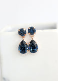 Blue Navy Droplets, Bridal Blue Navy Small Chandelier Earrings, Dark Blue Drop Chandelier Earrings, Bridal Navy Blue Classic Bridal Earrings