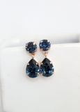Blue Navy Droplets, Bridal Blue Navy Small Chandelier Earrings, Dark Blue Drop Chandelier Earrings, Bridal Navy Blue Classic Bridal Earrings