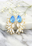 Aquamarine Earrings, Aquamarine Oversize Earrings, Bridal Light Blue Earrings, Bridal Aquamarine Statement Earrings, Blue Wedding Earrings