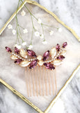 Purple Bridal Hair Comb, Purple Hair Comb, Purple Violet Crystal Hair Comb, Bridal Hair Accessories, Mulberry Purple Gold Hair Comb