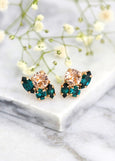 Blush Green Stud Earrings, Blush Rose Emerald Green Crystal Earrings, Bridal Green Blush Crystal Earrings, Bridesmaids Earrings,Gift For Her