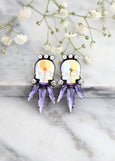 Skull Earrings, Sugar Skull Earrings, Skull Purple Stud Earrings, Rock N Roll Bride Earrings, Gift For Her, Gothic Bride, Purple Earrings