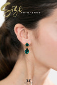 Orange Crystal Drop Earrings, Orange Green Dangle Crystal Wedding Earrings, Bridal Sage Green Burnt Ornage Classic Bridesmaid Earrings,