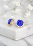 Royal Blue Stud Earrings, Blue Crystal Stud Earrings, Blue Sapphire Classic Earrings, Brideiamds Earrings, Royal Blue Jewelry, Gift For Her