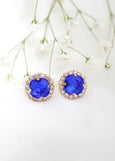 Royal Blue Stud Earrings, Blue Crystal Stud Earrings, Blue Sapphire Classic Earrings, Brideiamds Earrings, Royal Blue Jewelry, Gift For Her