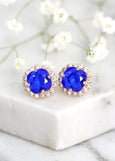 Royal Blue Stud Earrings, Blue Crystal Stud Earrings, Blue Sapphire Classic Earrings, Brideiamds Earrings, Royal Blue Jewelry, Gift For Her