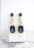 Blue Navy Chandelier Earrings, Bridal Blue Statement Drop Earrings, Oversize Blue Navy Chandeliers Earrings, Dark Blue Crystal Earrings