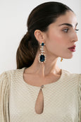 Blue Navy Chandelier Earrings, Bridal Blue Statement Drop Earrings, Oversize Blue Navy Chandeliers Earrings, Dark Blue Crystal Earrings