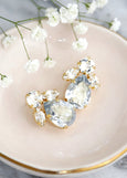 Dusty Blue Earrings, Bridal Dusty Blue Crystal Stud Earrings, Dusty Blue Classic Earrings, Brideiamds Blue Stud Earrings, Something Blue