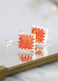 Opal Silver Earrings, Opal Drop Sterling Silver Earrings, Fire Opal Silver Earrings, Gift for her, Australian Opal, Orange Silver Earrings,