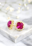 Crystal Fuchsia Pink Bridesmaid Earrings - Handmade and Elegant Hot Pink Earrings, Gift For Her, Bridesmaid Gifts, Magenta Earrings