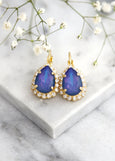 Blue Purple Crystal Earrings, White Opa Heliotrope Earrings, Bridal Blue Opal Drop Earrings, Blue Purple Crystal Earrings, BridesmaidGifts