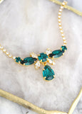 Emerald Crystal Necklace, Bridal Green Emerald Crystal Necklace, Emerald Green Necklace, Bridal Dark Green Necklace, Emerald Necklace