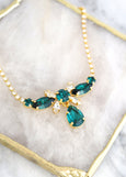 Emerald Crystal Necklace, Bridal Green Emerald Crystal Necklace, Emerald Green Necklace, Bridal Dark Green Necklace, Emerald Necklace