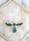 Emerald Crystal Necklace, Bridal Green Emerald Crystal Necklace, Emerald Green Necklace, Bridal Dark Green Necklace, Emerald Necklace