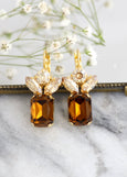 Brown Crystal Earrings, Browen Crystal Leverback Earrings, Bridal Burgundy Earrings,Smoked Amber Earrings, Bridesmaid Earrings, Gift For Her