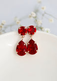 Red Chandelier Earrings, Red Ruby Swarovski Classic Bridal Chandelier Earrings, Garnet Red Bridal Drop Earrings, Classic Red Chandeliers