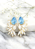 Aquamarine Earrings, Aquamarine Oversize Earrings, Bridal Light Blue Earrings, Bridal Aquamarine Statement Earrings, Blue Wedding Earrings