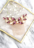 Purple Bridal Hair Comb, Purple Hair Comb, Purple Violet Crystal Hair Comb, Bridal Hair Accessories, Mulberry Purple Gold Hair Comb
