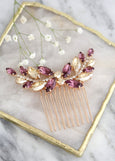 Purple Bridal Hair Comb, Purple Hair Comb, Purple Violet Crystal Hair Comb, Bridal Hair Accessories, Mulberry Purple Gold Hair Comb