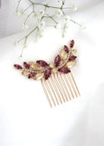 Purple Bridal Hair Comb, Purple Hair Comb, Purple Violet Crystal Hair Comb, Bridal Hair Accessories, Mulberry Purple Gold Hair Comb