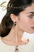 Orange Crystal Drop Earrings, Orange Green Dangle Crystal Wedding Earrings, Bridal Sage Green Burnt Ornage Classic Bridesmaid Earrings,