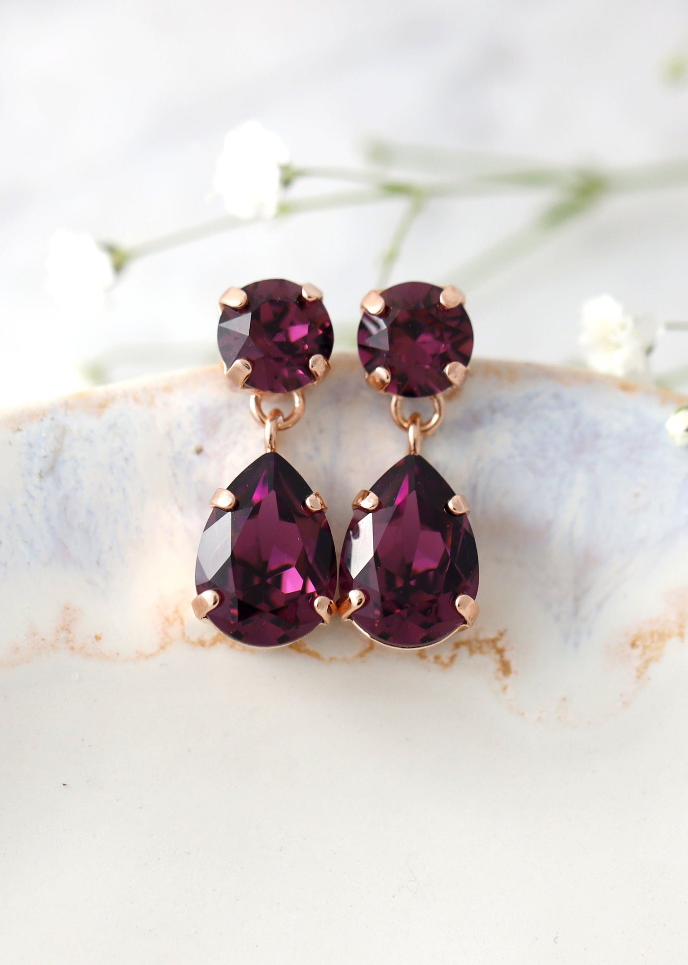 Mulberry Crystal Chandelier Earrings, Bridal Plum Purple Chandelier Earrings, Bridesmaids Earrings, Drop Earrings, Gift For Her