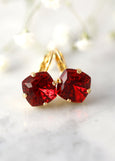 Garnet Crystal Drop Earrings, Red Garnet Drop Crystal Earrings, Bridal Poppy Red Crystal Drop Earrings, bridesmaid gifts, Gift For Her