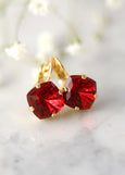 Garnet Crystal Drop Earrings, Red Garnet Drop Crystal Earrings, Bridal Poppy Red Crystal Drop Earrings, bridesmaid gifts, Gift For Her