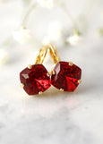 Garnet Crystal Drop Earrings, Red Garnet Drop Crystal Earrings, Bridal Poppy Red Crystal Drop Earrings, bridesmaid gifts, Gift For Her
