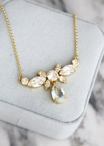 Aquamarine Bridal Necklace, Bridal Aquamarine Crystal Necklace, Light Blue Bridal Necklace, Bridal Something Blue Necklace