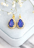 Blue Purple Crystal Earrings, White Opa Heliotrope Earrings, Bridal Blue Opal Drop Earrings, Blue Purple Crystal Earrings, BridesmaidGifts