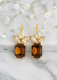 Brown Crystal Earrings, Browen Crystal Leverback Earrings, Bridal Burgundy Earrings,Smoked Amber Earrings, Bridesmaid Earrings, Gift For Her