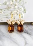 Brown Crystal Earrings, Browen Crystal Leverback Earrings, Bridal Burgundy Earrings,Smoked Amber Earrings, Bridesmaid Earrings, Gift For Her