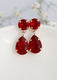Red Chandelier Earrings, Red Ruby Swarovski Classic Bridal Chandelier Earrings, Garnet Red Bridal Drop Earrings, Classic Red Chandeliers