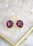 Mulberry Crystal Drop Earrings, Bridal Purple Crystal Earrings, Purple Drop Earrings, Mulberry Wedding Jewelry, Purple Crystal Droplets