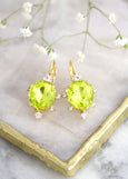 Citrus Green Earrings, Lime Green Swarovski Crystal Earrings, Green Light Crystal Earrings, Green Drop Earrings, Citrus Wedding Earrings