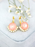 Pink Flamingo Crystal Earrings, Pink Crystal Drop Earrings, Peach Bridal Earrings, Pink Flamingo Crystal Wedding Earrings, Gift For Her